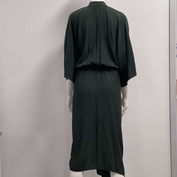 SHEIKE Fortress Olive Green Kimono Sleeve Draped Wedding Evening Midi Dress - Picture 11 of 15